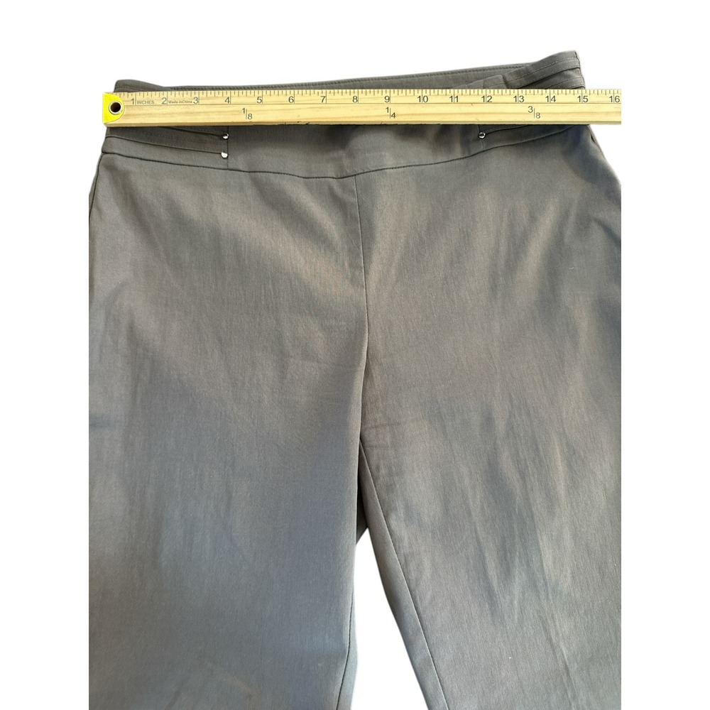 JM Collection Stretch Taupe Career Pants Wide Waistband Stud Detail‎ Size M - Picture 3 of 9